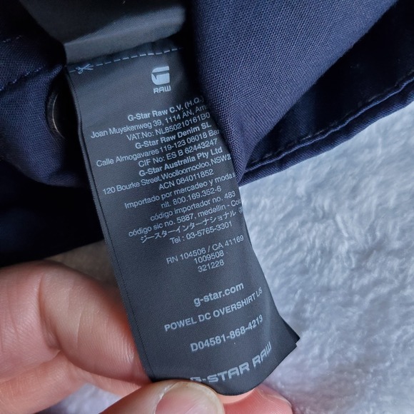 G Star Raw Jacket Mens Large Black/Blue Full Zip Lightweight Powel DC Overshirt - Picture 8 of 11